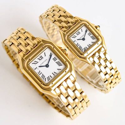 TW Factory Cartier Lighter Solid Gold Cheetah White Face Lady Yellow Gold Swiss Watch